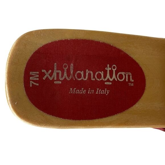 VINTAGE 90s Xhilaration Suede Slide Platform Heels Red Size 7 - Picture 7 of 9